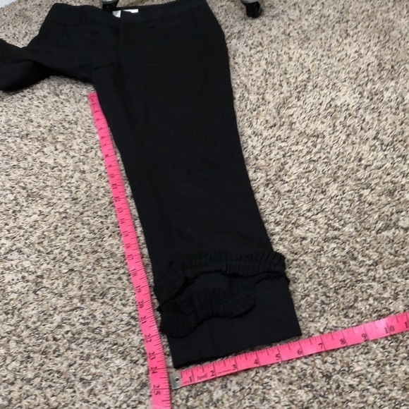 Anthropologie Elevenses Cropped Pants Size 0 Black Ruffle Hem - Picture 7 of 10